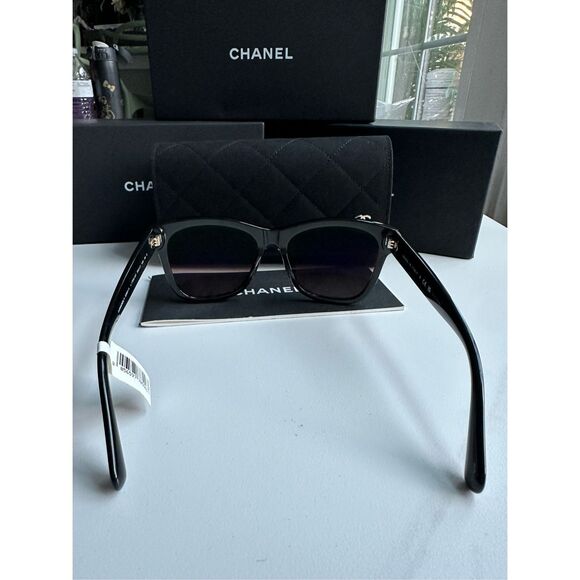 NWT Chanel Acetate Polarized Square CC Sunglasses 5380 Black OS $415 - Picture 3 of 11